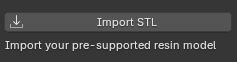 Resin2FDM Setup panel showing the Import STL button